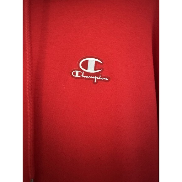 Champion Hoodie Men Large Red  C Logo Sweatshirt  Pullover Classic Excellent L - Picture 2 of 7